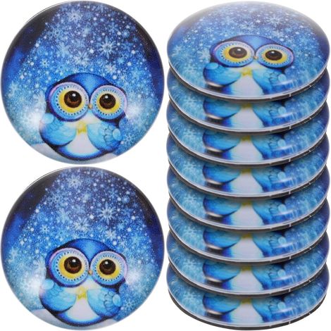 Lot de 10 Aimants pour Réfrigérateur en Résine Hibou Créatifs, Faciles à Utiliser et Résistants, pour Anniversaire et Décoration Cuisine (1/5)