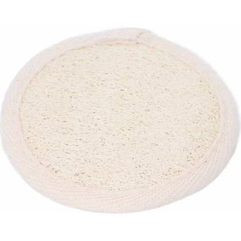 Gant de gommage exfoliant pour visage et corps, éponge loofa blanche, usage douche et bain, homme et femme. (1/5)