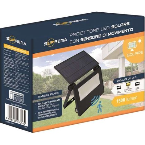 Suprema PROIETTORE SOLARE IN ABS E ALLUMINIO, 28 led, 15 watt, 1500 lumen, luce naturale - 1 pezzo (1/3)