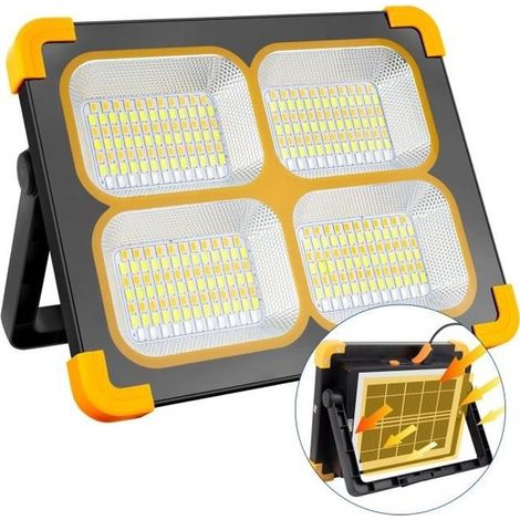 Projecteur LED Rechargeable - YANSION - 80W - 348 LEDs - Panneau Solaire - 4 Modes d'éclairage (1/4)