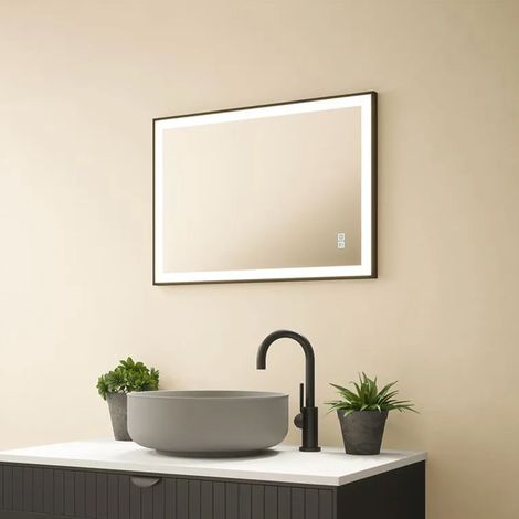 Luxury Rectangle Tunable LED Mirror with Matt Black Trim (1/3)