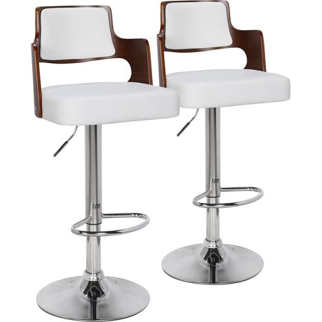 Lot de 2 chaises de bar Russel Bois Noisette & Blanc (1/5)
