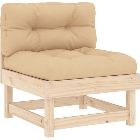 Maison Exclusive - Mittelsofa mit Kissen Massivholz Kiefer (1/5)