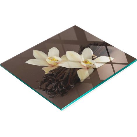 Tablero decorativo multifuncional de vidrio templado con dise帽o de vainilla, 60x52 cm.