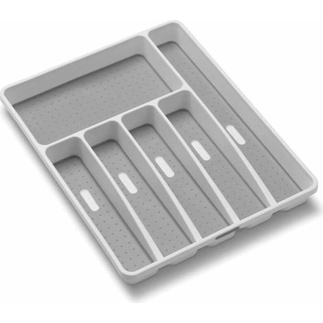 DEESSE SHOP - Range-couverts à 6 compartiments - Organiseur de couverts en plastique antidérapant pour la cuisine, le bureau, l'école - Organisateur de tiroir de cuisine non toxique sans BPA pour uste (1/5)