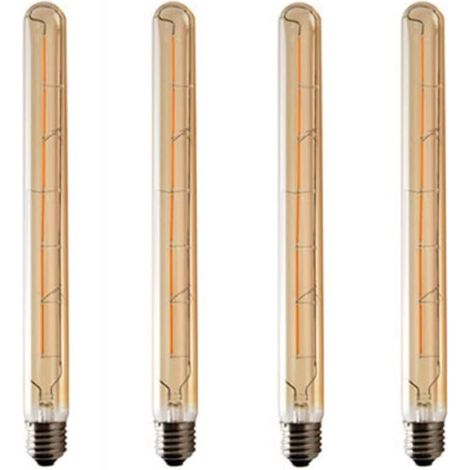 4er-Pack T300-Langröhrenlampen, Edison-LED-Filament, 6 W, E27-Sockel, warmweiß, bernsteinfarbenes Glas, für dekorative Zwecke, 220–240 V Wechselstrom (1/5)