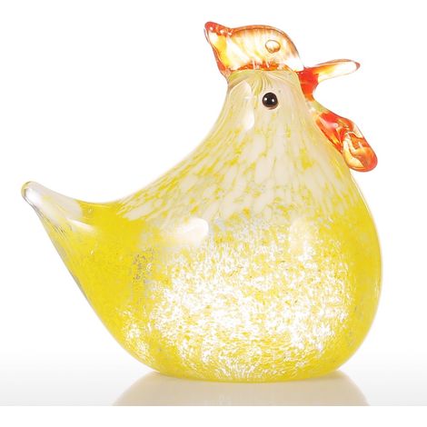 Sculpture en verre Tooarts Petite Poule Décoration intérieure Art moderne en verre Sculpture ornementale Cadeau Artisanat animalier