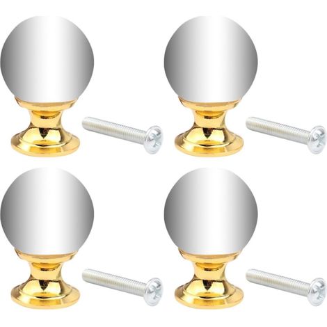 Bouton de Tiroir en Cristal Verre, Alliage Doré, Lot de 4 Bouton de Tiroir Verre Cristal, Boule en Cristal, Ornement Décoratif pour Meuble, Style Européen (1/5)