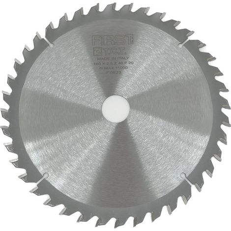 FIRST ITALIA Lame de Scie Circulaire HM D. 160 mm avec Denture Alternée - Alésage de 20 mm - Épaisseur 2,5 mm - Parfaite pour Bois et Panneaux Mélaminés (1/2)