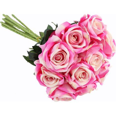 Rose Artificielle - Fleur en Tissu Soyeux - Pour Décoration de Mariage Centre de Table Bouquet Demoiselle d'Honneur Déco Maison Fête - 10 Pièces (1/2)