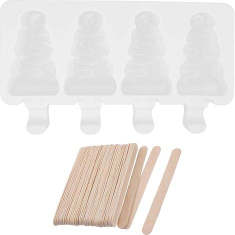 Moule à glace en silicone (1 pièce) avec bâtonnets, idéal pour faire des glaces maison.-18X11CM-White (1/4)