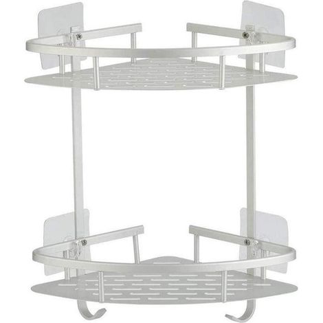Étagères de salle bain étagère douche en avec 2 niveaux Aluminium (1/4)