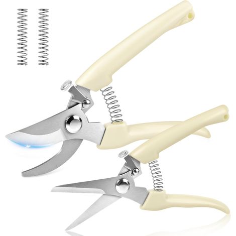 2PCS Secateur de Jardin, Sécateur à Lames Croisées de 170 mm et Cisaille de 185 mm, Ciseaux de Jardin Robustes, Légers et Ergonomiques, pour Plantes, Haies et Fleurs (1/5)
