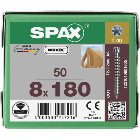 Spax S Zylinderkopf 8 x 180 T-STAR PLUS T40 VG CUT 50 Stk