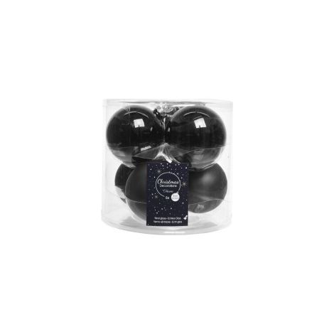 Boule de Noël en verre Noir assorti Brillant Mat 8 cm