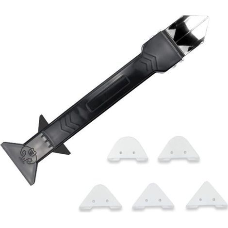 Joint silicone joint 5 en 1 grattoir, enleve joints silicone,outil joint silicone,kit de Lisseur de joints Silicone grattoir à coulis avec grattoir d’angle, Joint Calfeutrage Outils (1/5)