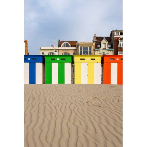 Tableau sur toile cabanes colorées de Dunkerque 30x45 cm - Impression sur Toile Murale Décorative - Image imprimée en HD sur Toile - Toile sur Châssis en Bois FSC - Fabriqué en France
