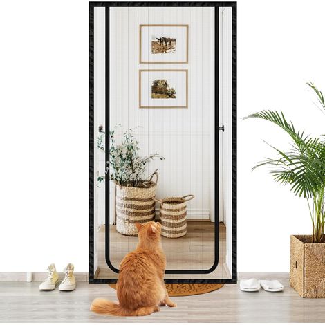 Katzengitter Tür ohne Bohren mit Reißverschluss Katzennetz Balkon mit Reißverschluss 80x210 cm Fliegengitter Balkontür Insektenschutz für Balkon & Terrassentür (1/5)