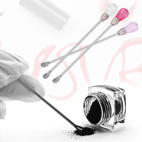 Lot de 3 bâtonnets mélangeurs de pigments en acier inoxydable, cuillères et bâtonnets mélangeurs de poudre/encre pour tatouage à micro-aiguilles (1/5)