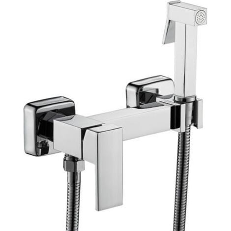 Douchette WC bidet, ensemble douchette murale, kit douchette bidet en cuivre chaud et froid, argent