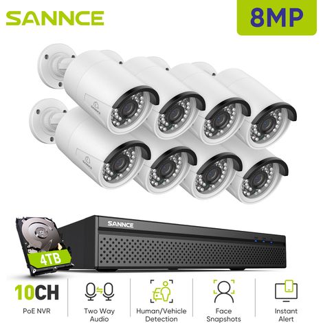 Sannce – Kit de vidéosurveillance 8MP NVR avec 8 caméras POE – Vision nocturne jusqu'à 30m – Détection de mouvement personnalisable – 4To (1/5)