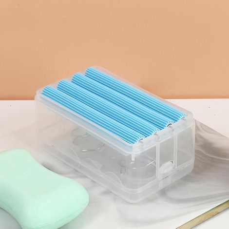 lot De 2 (bleu + Orange) - Porte-savon Multifonctionnel 2 En 1 - Rouleau De Nettoyage En Mousse - Porte-savon - Porte-savon Mnager - Respectueux D (1/5)