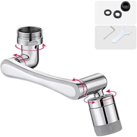 royaluxe -Aérateur de robinet, rallonge de robinet orientable 1440° fixation de robinet, 2 modes de sortie d'eau, robinet universel, diffuseur en laiton pour évier de salle de bain cuisine 20/22/24 mm (1/5)