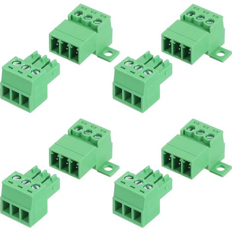 Packung mit 4 Klemmenblockverbindern, 3-polig, 3,5 mm Rastermaß, verzinntes Kupfer, 300 V 8 A, für Leiterplatten (1/5)
