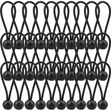30 Pièces Tendeur Élastique, Tendeur Bache 140mm, Corde Elastique pour Bache pour Pavillon, Bâche, Camping, Tente, Rideaux Harnais d\\u2019Extension- Noir (1/5)