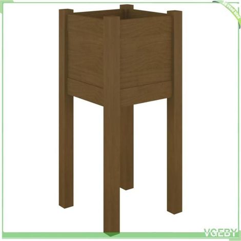 Jardinière d'extérieur - FAFEICY - 810785 - Pin massif - 31 x 31 x 70 cm - Marron miel (1/5)