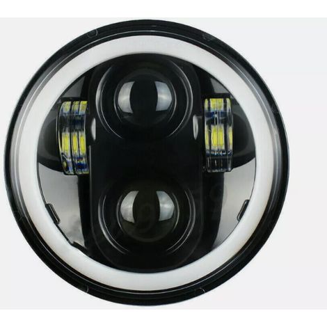 Feu Avant Moto - Anneau Halo LED 146 mm - DRL Intégré - Homologué ECE R112 - Étanche IP67 - 2000 lm Feu Bas / 3000 lm Feu Haut - 6500 K - Lot de 1 (1/5)