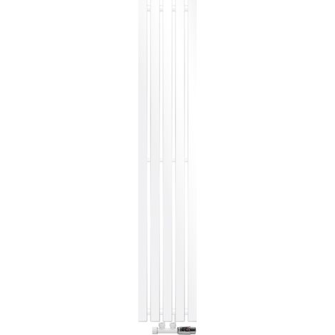ECD Germany Design Paneelheizkörper Stella Mittelanschluss 260 x 1400 mm Weiß mit Anschlussgarnitur inkl. Thermostat Eck Wand, Flach, Einlagig, Vertikal, Heizkörper Badheizkörper Bad Heizung