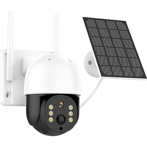 Caméra de sécurité à domicile Caméra solaire 2K HD 4G avec carte SIM, 4mp, for l'extérieur, sans fil, PTZ intégrée, alimentée par batterie, détection humaine PIR, Audio bidirectionnel(4G Add 32G Card) (1/5)