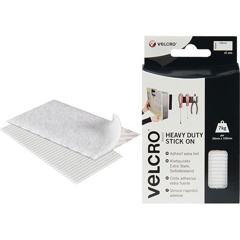 VELCRO� Brand Heavy-Duty Stick On Strips (2) 50 x100mm White VEL60240