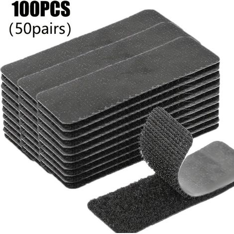 Velcro de alta resistencia, 50 pares, 100 piezas por paquete, con adhesivo de doble cara, fijaciones invisibles. (1/5)
