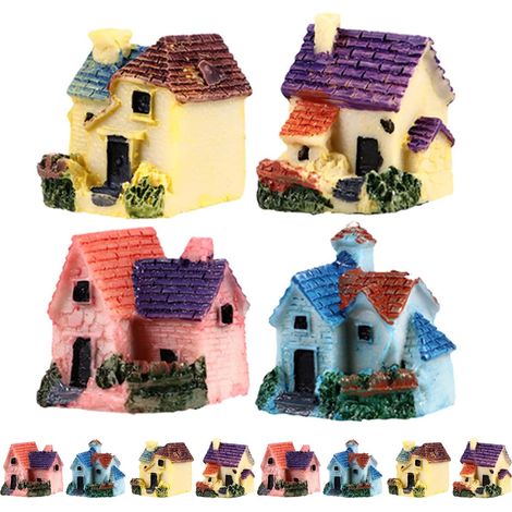 12 teiliges Miniatur Feengartenhäuschen Cartoon Villa aus