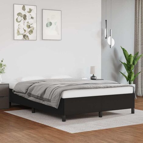Estructura de cama sin colchón cuero sintético negro 140x190 cm (1/5)