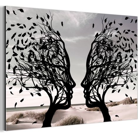CUADRO DE METAL Playa - Mar - Gente - Árbol - Arte moderno Cuadros Decorativos 90x60 (1/5)