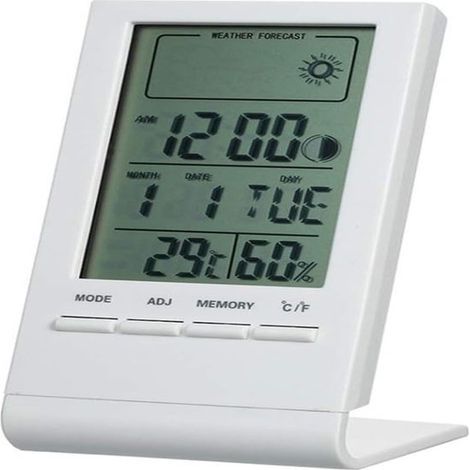 Ynkkvre -Thermomètre intérieur Hygromètre, Thermomètre hygromètre Digital LCD haute précision, Thermomètre de bureau précis, Thermomètre hygromètre Digital pour la maison (Wit) (1/5)