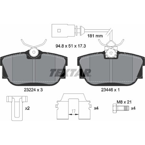 Kit de plaquettes de frein, frein à disque Textar 2322416 VW 701698451 7D0698451