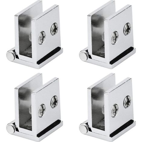 Lot de 4 Charnière pour Porte en Verre, Angle Ouverture 0° Charnières de Serrage de Meuble de Cuisine, Vitrine, Douche, pour Verre Epaisseur de 5 mm (1/4)