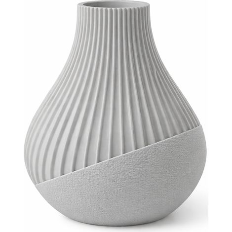 Vaso decorativo grigio, scanalato, stile moderno giapponese