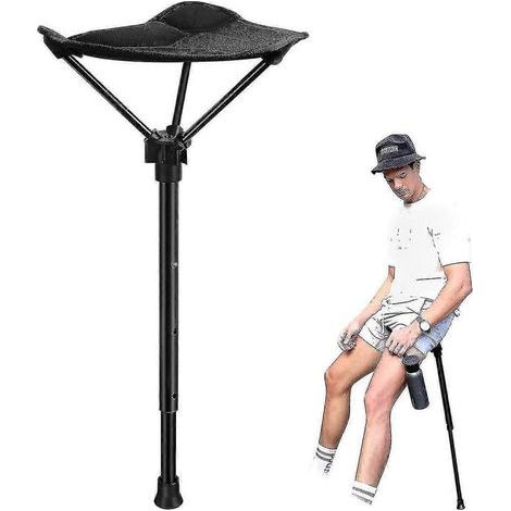 KLVGTIFS PU - Tabouret portable à hauteur réglable, siège rétractable, chaise de pêche d'extérieur avec 3 positions (68-77-85 cm)