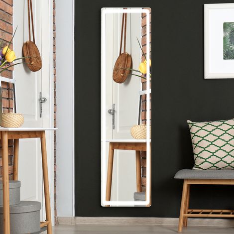 Espejo de Pie de Pared y Suelo con Luz LED y Mando a Distancia con Brillo Ajustable 40x37x157,5 cm Plata y Negro (1/5)