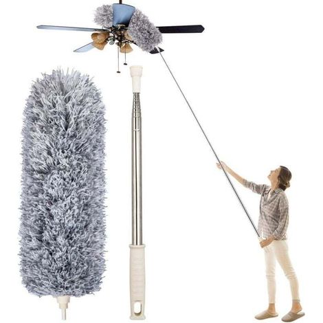 Plumeau Poussière, Plumeau Microfibre avec Poignée en Acier Inoxydable, Plumeau Extensible de 30 à 100 "pour Nettoyer Les Ventilateurs de Plafond, Les Stores, Les plinthes, Les Voitures (1/4)