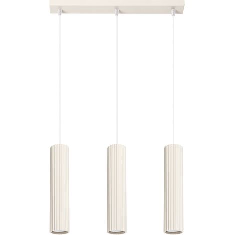 Lámpara colgante moderna de color beige con tres tubos corrugados para isla de cocina, 3xGU10 10W carbono, Sollux Lighting (1/2)