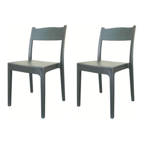 KIT 2 SEDIE POLIPROPILENE BAR RISTORANTE SEDIA INTERNO ESTERNO GIARDINO ANTRACIT