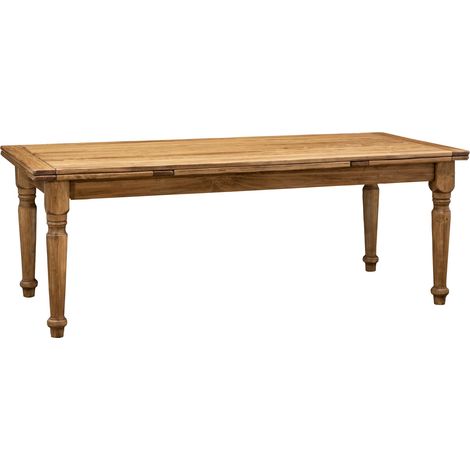 Ausziehtisch im Country-Stil aus massivem Lindenholz mit natürlichem Finish 220x100x80 cm.