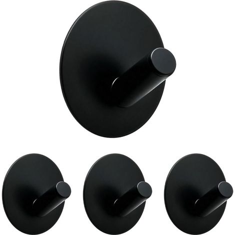 Hochleistungs-Klebehaken aus Edelstahl 304, kein Bohren erforderlich (abgewinkelte Rundhaken - schwarz, 4er-Packung) (1/3)