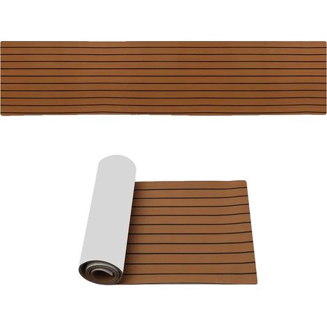 Tappetino per ponte di barca, in materiale EVA, 2400 mm x 600 mm x 6 mm, superficie antiscivolo, autoadesivo, design effetto teak (1/5)